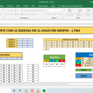 Planilha Dia De Sorte – Jogando com 22 Dezenas