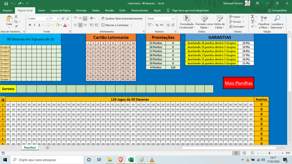 Planilha Da Lotomania Dezenas Em Grupos De Planilhas