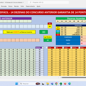 Planilha da Lotofácil – Jogando com 14 Dezenas do Concurso Anterior