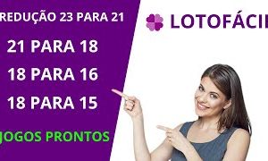 Planilha Lotofácil – Redução 23 Dezenas para 21 – 21 para 18 – Jogos Prontos