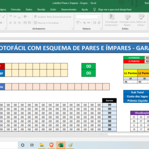 Planilha Lotofácil – Estratégia de Pares x Ímpares – 24 Jogos com 14 Pontos