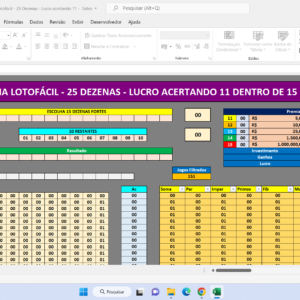 Planilha Lotofácil – Acerte 11 dezenas dentro de 15 e tenha lucro