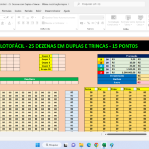 Planilha Lotofácil – Esquema de Duplas e Trincas