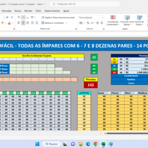 Planilha Lotofácil – Todas as Ímpares Combinadas