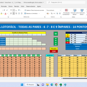 Planilha Lotofácil – Todas as Pares Combinadas