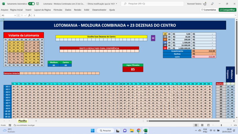 Planilha Lotomania Fixas E Vari Veis Em Jogos Planilhas