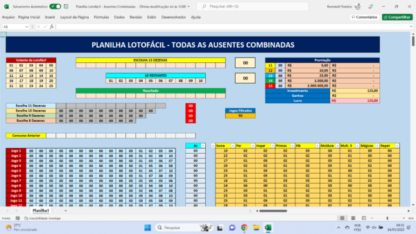 Lotofácil - Repetidas do concurso anterior