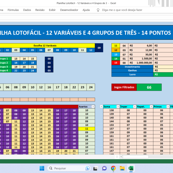 Planilha Lotofacil 14 Pontos Planilhas Lotéricas 10