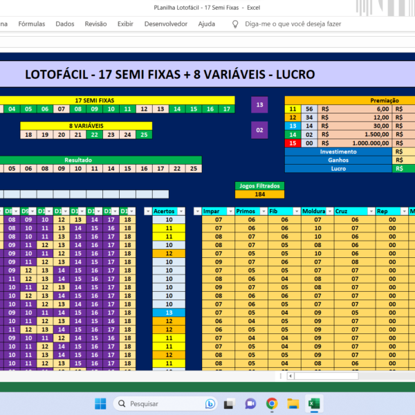 Planilha Lotofácil 15 Pontos Planilhas Lotéricas 10