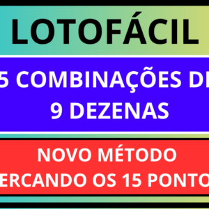 Planilha Lotofácil – 5 Combinações de 9 Dezenas