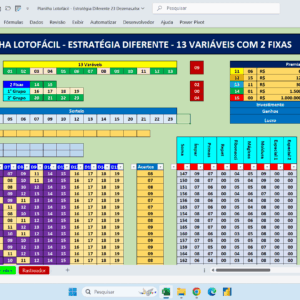 Planilha Lotofácil – 23 Dezenas com 2 Fixas