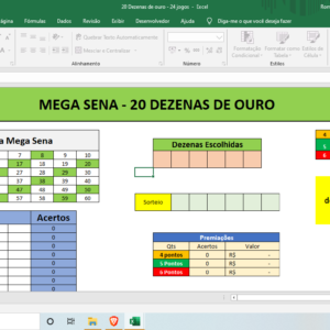 Planiha Mega Sena – As 20 Dezenas de Ouro + Brinde