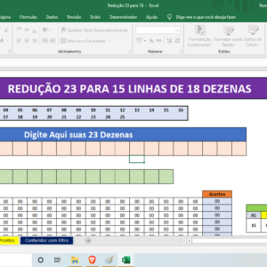 Planilha Lotofácil – Redução 23 para 18 – Jogos Prontos