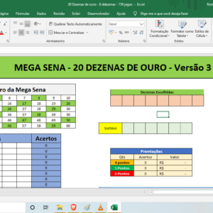 Planilha Mega Sena – As Dezenas de Ouro Versão 3