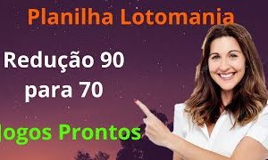 Planilha da Lotomania – Redução 90 para 70 – Jogos Prontos