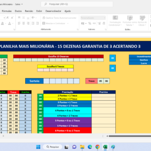 Planilha + Milionária – Duas em Uma – 15 e 20 Dezenas