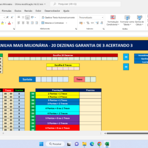 Planilha + Milionária – Duas em Uma – 15 e 20 Dezenas