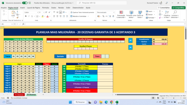 Mais Milionária - Planilhas Lotéricas 10