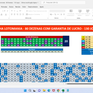 Planilha Lotomania 80 Dezenas com Garantia de 18 Pontos