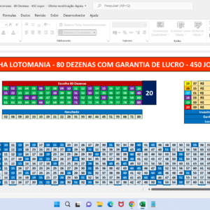 Planilha Lotomania 80 Dezenas com Garantia de 18 Pontos