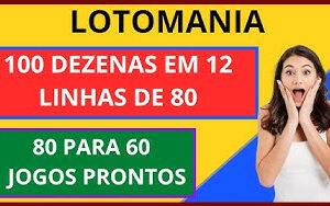 Planilha Lotomania – Redução 100 para 80 – 80 para 60