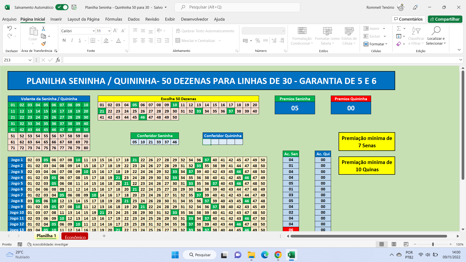 Planilha Seninha - 50 para 30