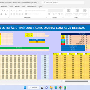 Planilha Lotofácil – Taufic Darhal para a Lotofácil