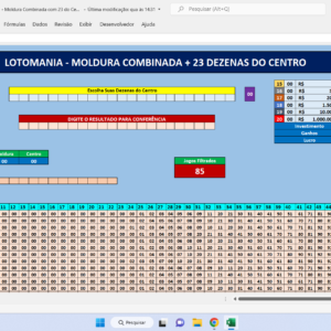 Planilha Lotomania – Moldura Combinada + 23 Dezenas do Centro