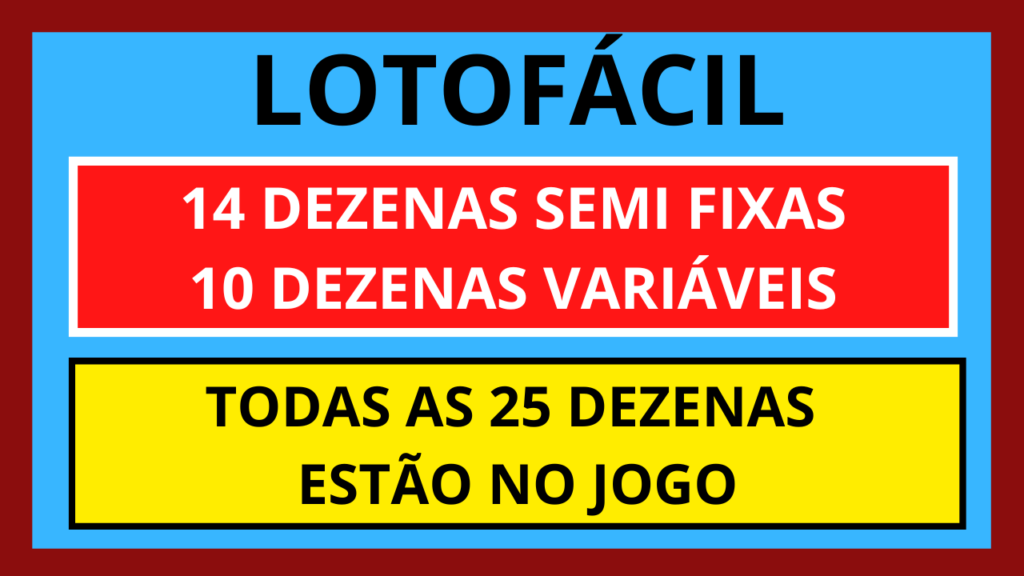 Lotofácil - 14 dezenas semi fixas