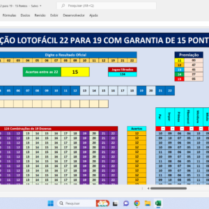 Planilha Lotinha – Redução 22 para 19 – 100% 15 Pontos