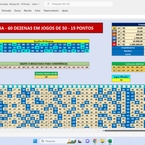 Planilha Lotomania – 60 Dezenas com Garantia de 19 Pontos