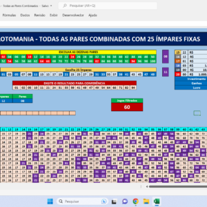 Planilha Lotomania – Todas as Dezenas Pares Combinadas