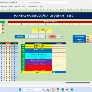 Planilha Mais Milionária – 25 Dezenas