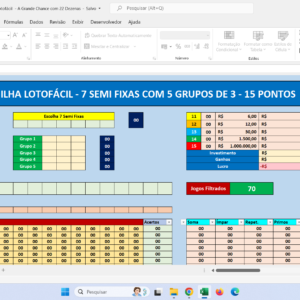 Planilha Lotofácil – A Grande Chance com 22 Dezenas