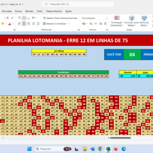 Lotomania Alternativa – Erre 12 em Jogos de 75