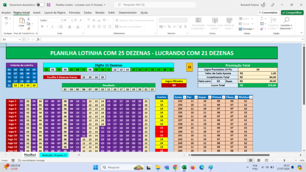 Planilha Lotinhacom 21 dezenas