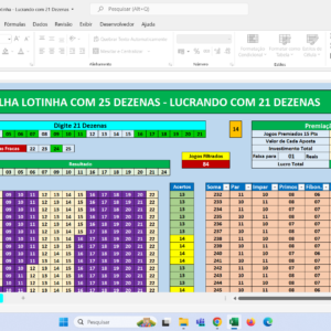 Planilha Lotinha – Lucrando em Jogos de 21 Dezenas