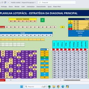Planilha Lotofácil – Método da Diagonal Principal