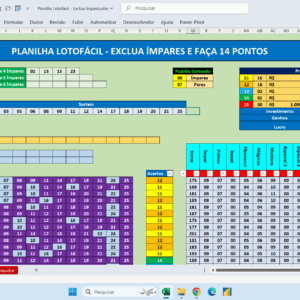 Planilha Lotofácil – Exclua Dezenas Ímpares e Faça 14 Pontos