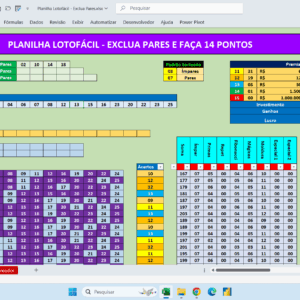 Planilha Lotofácil – Exclua Dezenas Pares e Faça 14 Pontos