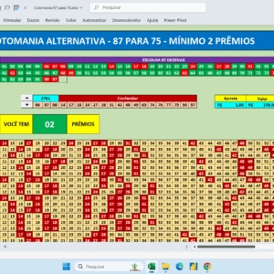 Planilha Lotomania – Redução 87 para 75