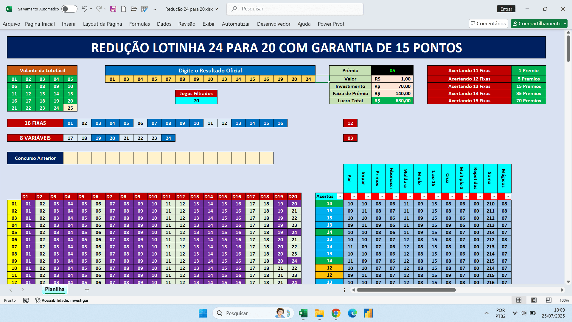 Planilha Lotinha - Redução 24 para 20
